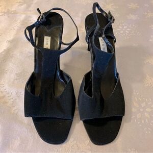 Ann Marino Slingback Sandals Black Peep Toe Sz 10 Gorgeous